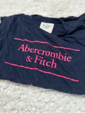 Abercrombie & Fitch Vintage Navy Tee with Pink Stripe